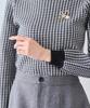 Mishmash Feminine Knit Sweater with Long Sleeves and Simple Houndstooth Women's Brooch, Pattern, Black/White