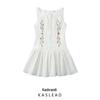 2025 Summer Women's European & American Slimming Sleeveless Embroidered Button-Up Dress