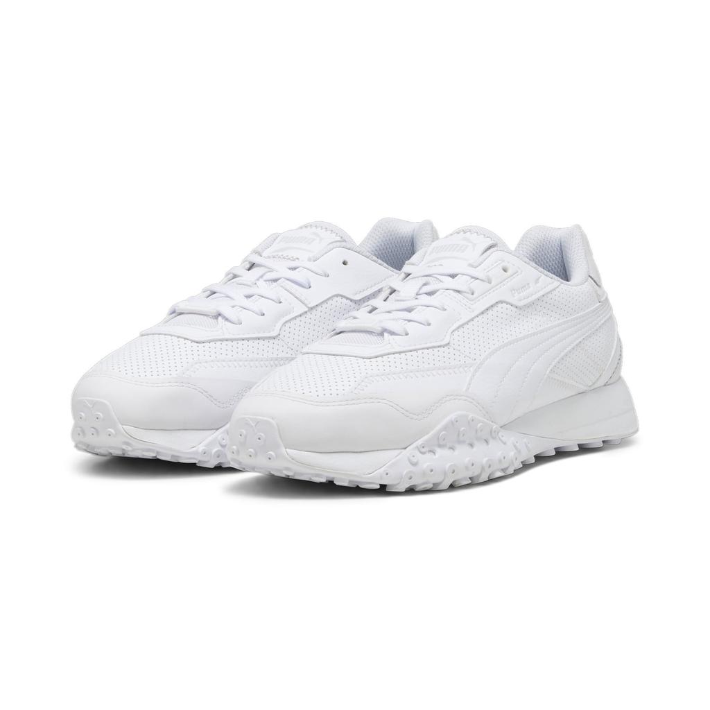 PUMA Black Top Rider Leather Gray Size cm Men's Sneakers, 393823, White/Glacial (01), 22.0