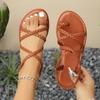 Europe and the United States 20252025 new flat-bottomed sandals Roman cross-woven women's sandals