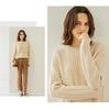 Women's Retro Cable Knit Cashmere Sweater, Round Neck with Rolled Hem, Thick Loose Fit, Cozy Inner/Base Layer.