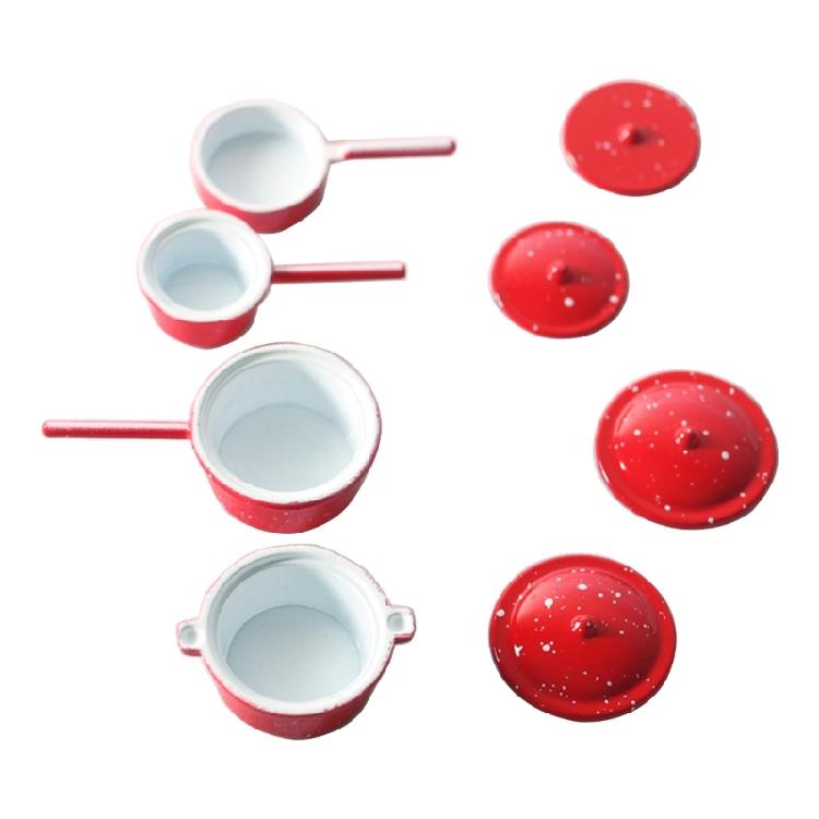 Cute Realistic Dollhouse Miniature Pan with Cover Toy Pretend Play Accessories