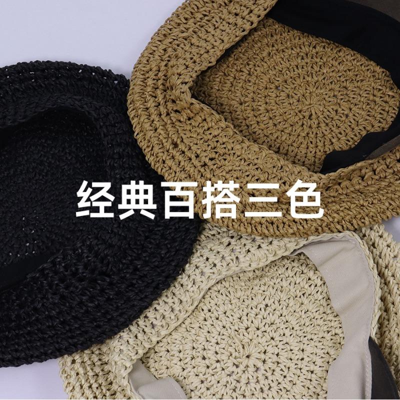 Straw star anise female breathable versatile retro face small beret thin contrasting color brim straw hat spring and summer
