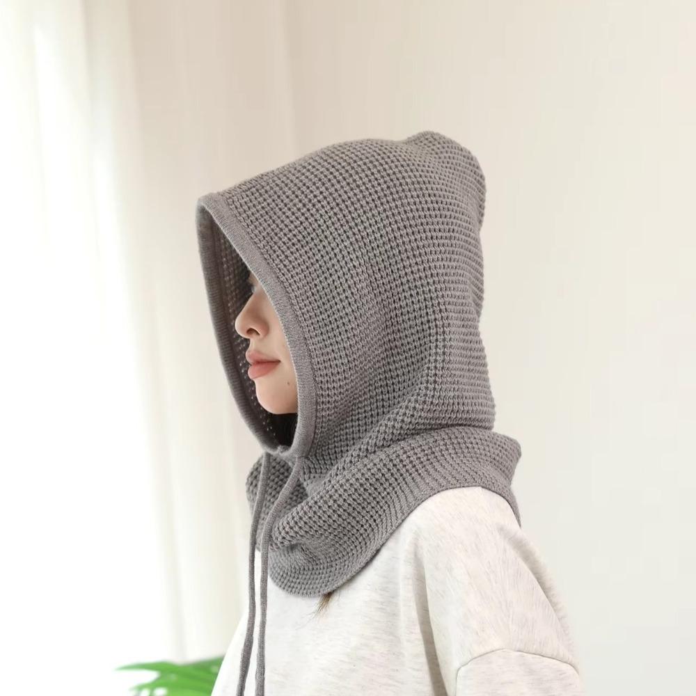 Warm Knitted Hooded Cap Ear Protection Scarf Hat Fashion Full-envelope Cap  Unisex