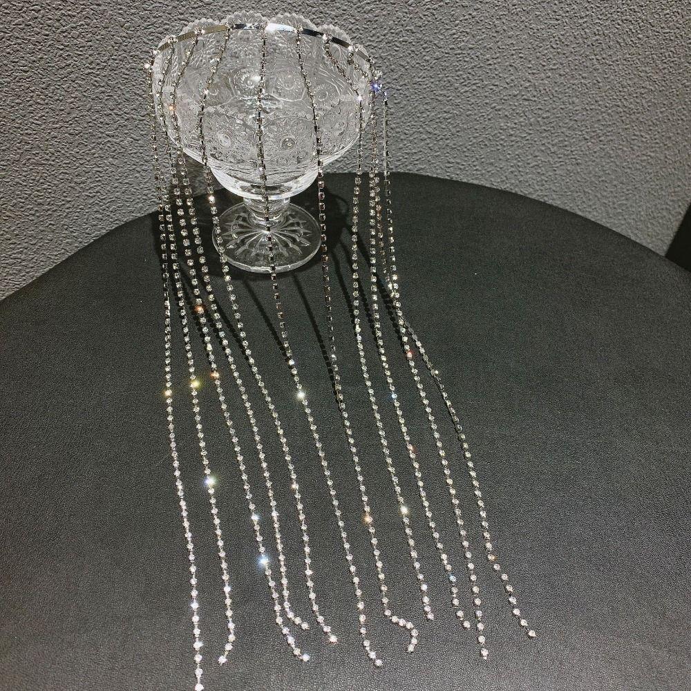 Long Tassel Rhinestone Headband Sparkly Crystal Hair Accessories Gorgeous Hair Hoop  Girls