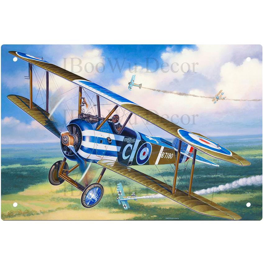Airplane Fighter Vintage Metal Signs American Style Aircraft Wall Sticker Painting Poster Pub Bar Room Decor