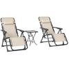 Garden Lounger Set 3-Piece. Sun Lounger with Tea Table 2 Lounge Chairs Cushion, Outdoor Lounger 90x56x110 Cm Beige