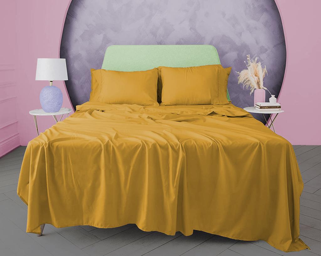 3dílná sada jednobarevných prostěradel ze 100% egyptské bavlny, 600TC - obsahuje 1 prostěradlo a 2 polštáře, různé velikosti a barvy