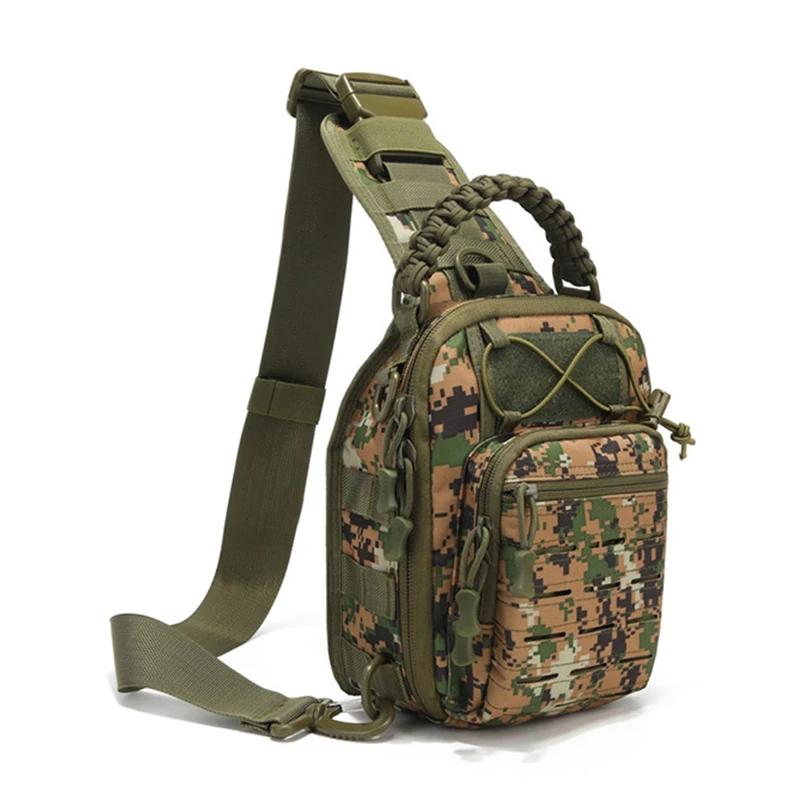 Men's Outdoor Chest Bag Camouflage Shoulder Bag Single Shoulder Backpack 900D Oxford Mountaineering Camping Fishing Hiking Molle