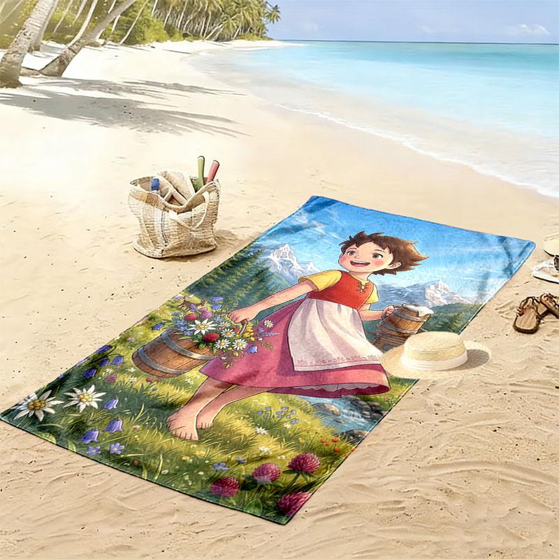 Heidi Flicka Strandhandduk, Stor Mjuk Snabbtorkande Handduk för Strand Camping Simning
