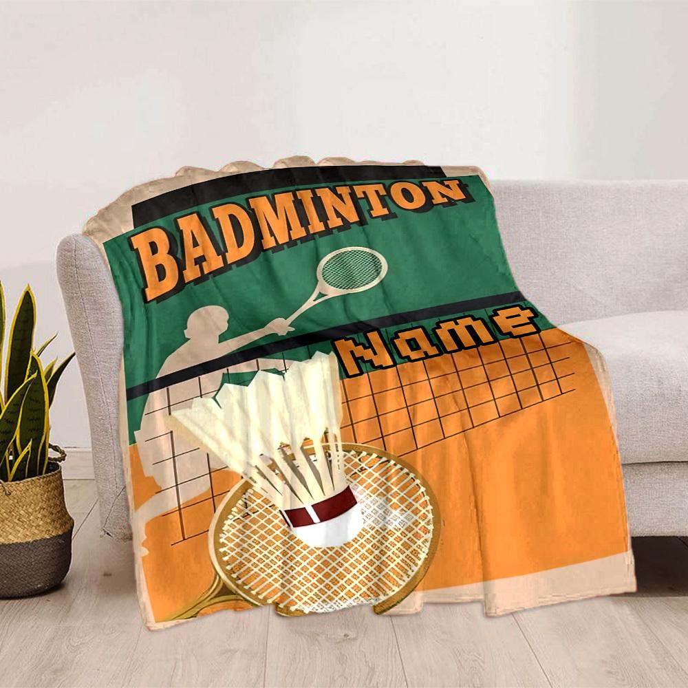 Badminton Home Customize Your Name Blankets Comfortable Soft Lightweight Multiseasonal Blanket For Picnics Sofas Offices Beds Living Rooms Perfect