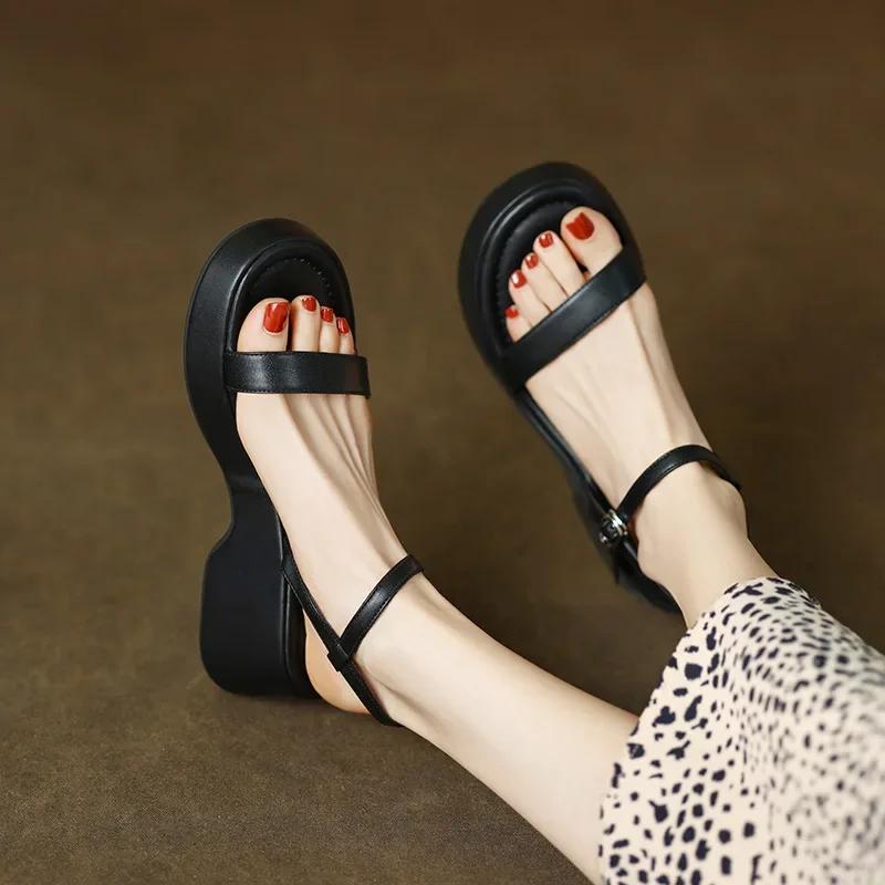 

Летние женские сандалии-гладиаторы на платформе, модные элегантные повседневные туфли на мягкой подошве, женские удобные пляжные сандалии на толстой подошве 40