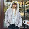 2KWEIRD Amerykańska kurtka z kapturem z futrzanym kołnierzem w stylu retro dla kobiet Y2K streetwear zimowa nowa aksamitna pogrubiona ciepła Harajuku luźna casualowa kurtka