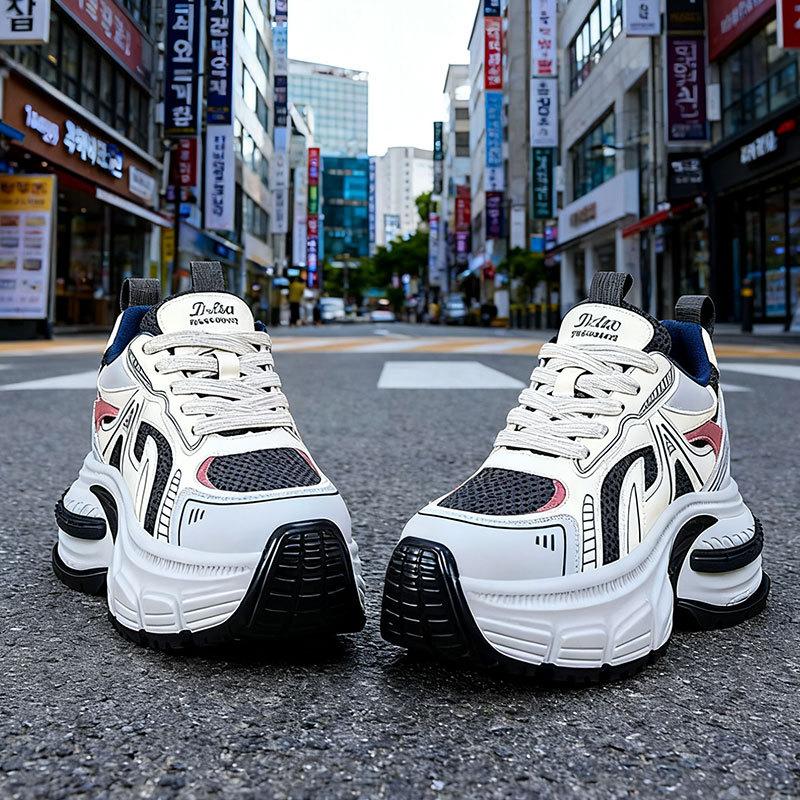 Showing feet Small man thick-soled inner height increase Daddy shoes Women's spring and autumn new mesh sports casual shoes