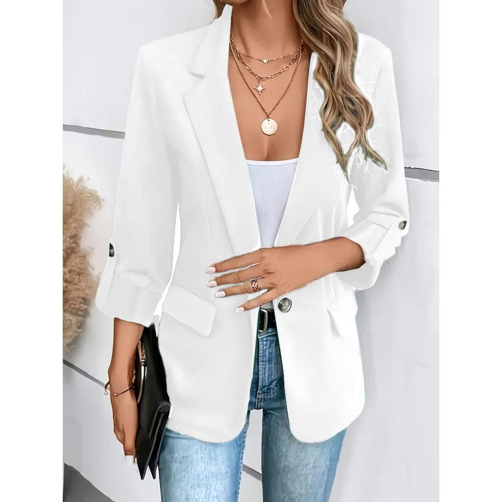 Autumn Winter Women's Solid Color Versatile Long Sleeve Blazer Fashion Outerwear
