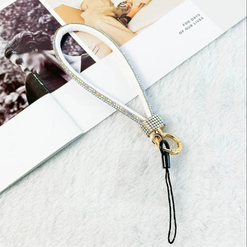 Sparkling Rhinestones Phone Lanyard Short Wristband Secure Carry Solution Business Casual Wrist Strap