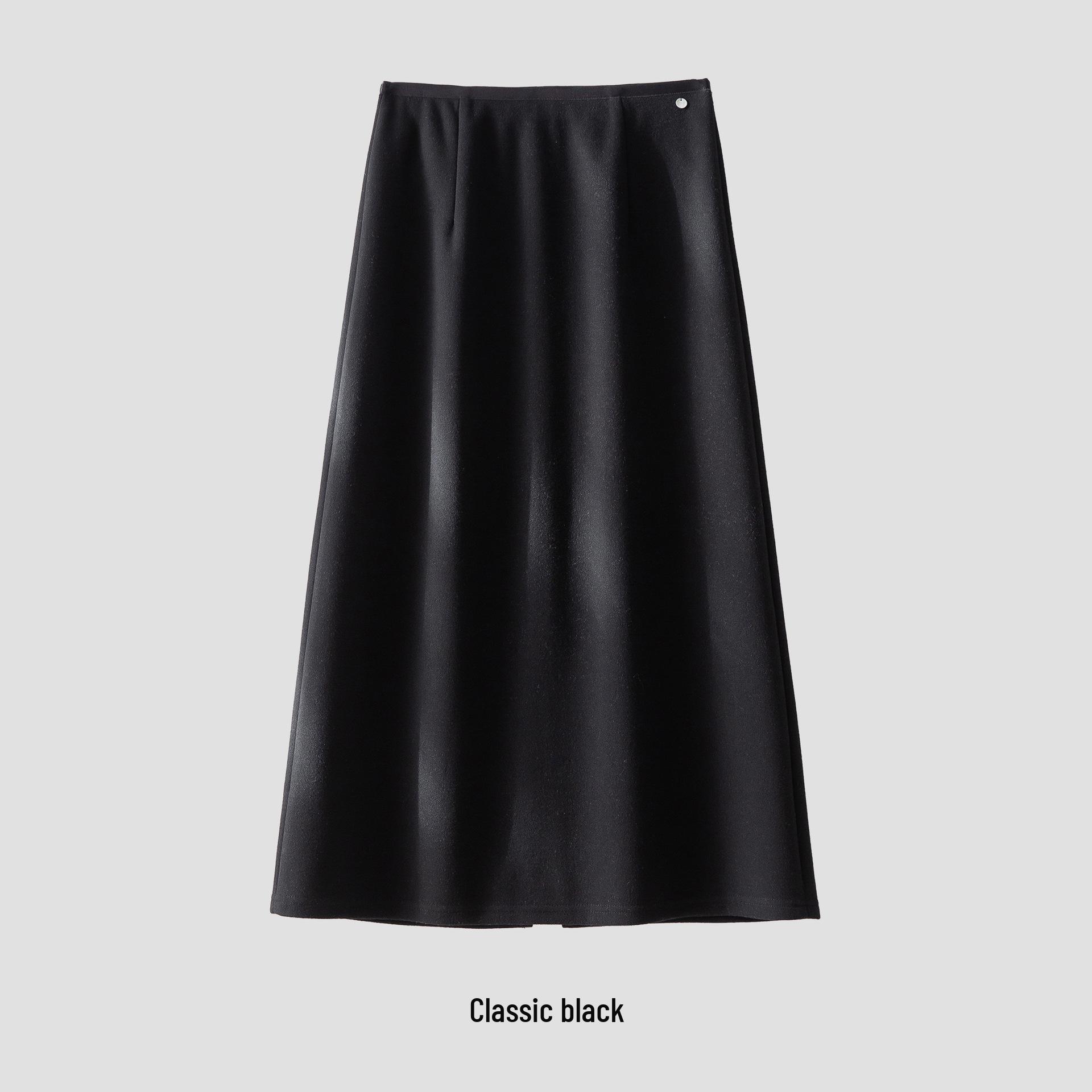 Rongtai Wool-Blend A-Line Over-the-Knee Skirt with Back Slit - Autumn/Winter 2025 M