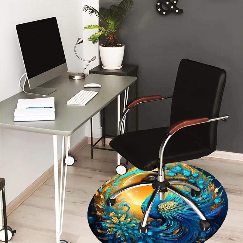 

1pc Office Carpet Chair Mats Fantasy Peacock with Golden Sunburst Perfect for Decorating Office Chairss, Or Bedrooms.YDT467 80cm by 80cm