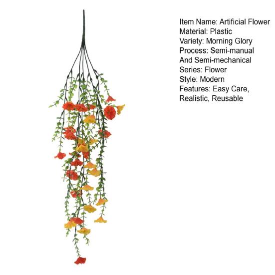 Hanging Artificial Morning Glory UV Resistant Fake Flower Indoor Outdoor Garden Porch Patio Wall Hanging Faux Flower Decoration