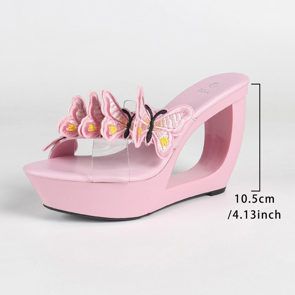 2026 New Women Wedge Heel Slide Sandals, Open Toe Platform Mules, Thick Sole High Heel Model Slippers, Plus Size