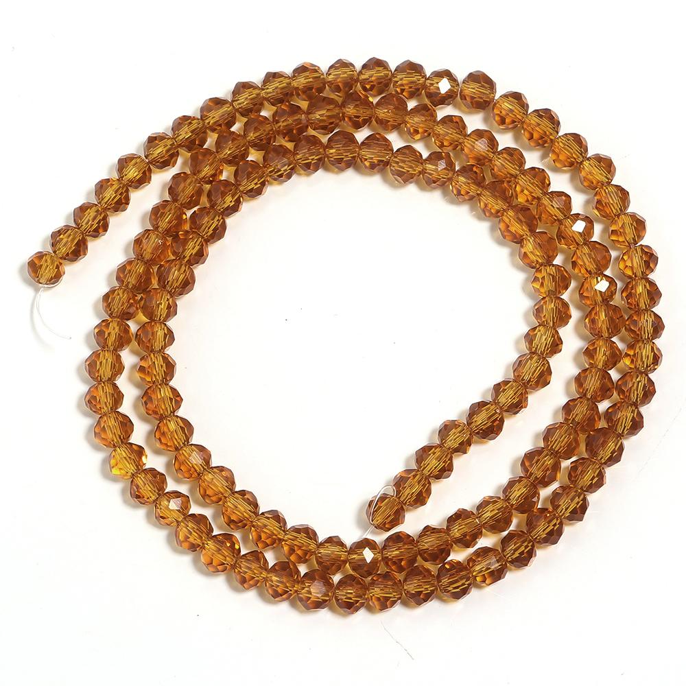 1 Strand Faceted Crystal Glass Beads Brown Loose Spacer Beads For Jewelry Making DIY Bracelet Necklace Accessories 3/4/6/8/10mm