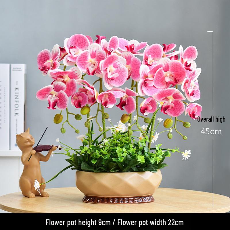 Artificial Phalaenopsis Flower Set: Indoor TV Cabinet Decor