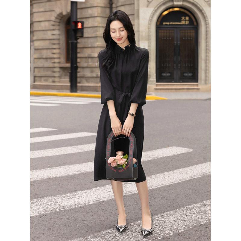 Autumn New Commuter Gentle Long Ruffled Collar Long Skirt Wind Dress Women