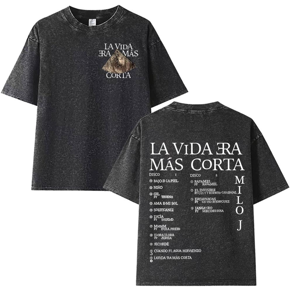 Milo J  Album Casual Graphics Vintage Washed Tee Hip Hop Oversized T Shirt Mens Women Streetwear Short Sleeve Tshirts Unisex