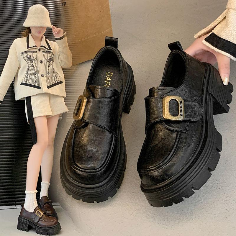 British style loafers women's 2025 spring and autumn new thick heel platform retro fashion small Mary Jane small leather shoes