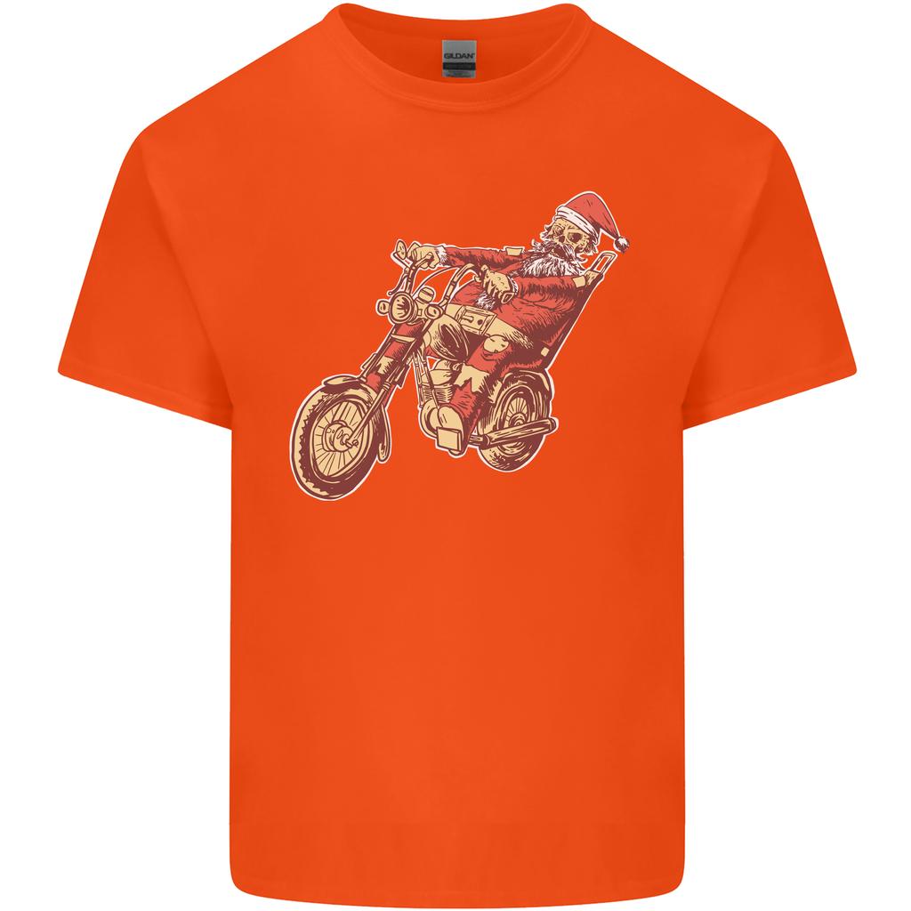 Biker Santa Christmas Motorcycle Chopper Skull Unisexs Light Cotton TShirt