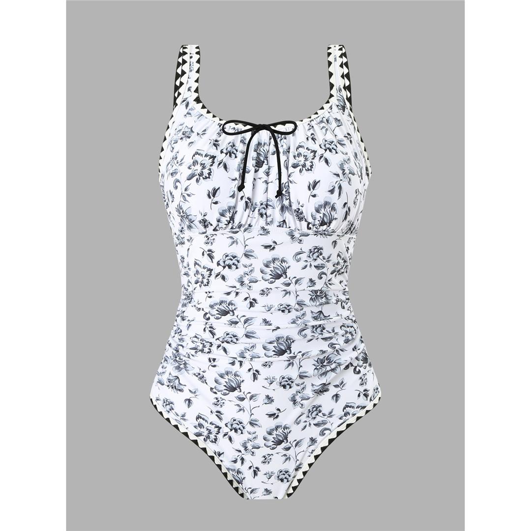 

S - XL Сексуальный женский купальник с цветочным принтом, цельный купальник, женский купальник с высоким вырезом на ноге, с подкладкой, для купания, купальный костюм V6904 XL