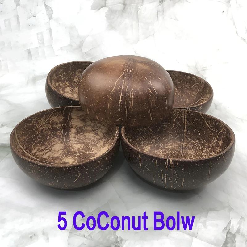 Pure natural coconut wooden bowl spoon kitchenware exquisite craftsmanship rice dessert bowl salad noodle bowl mousse pasta