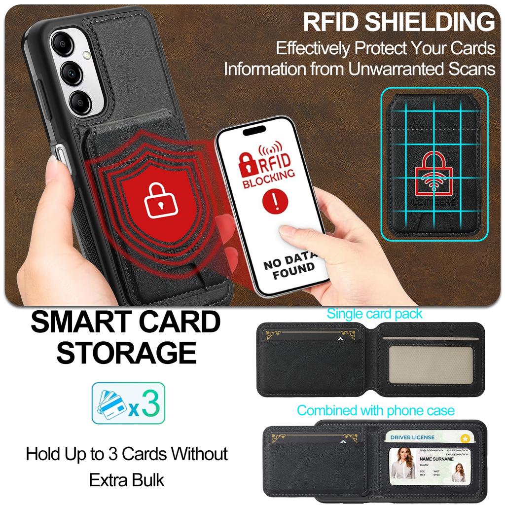 For Samsung Galaxy A54 5G Magnetic Case Detachable Card Holder Leather+TPU Mobile Cover