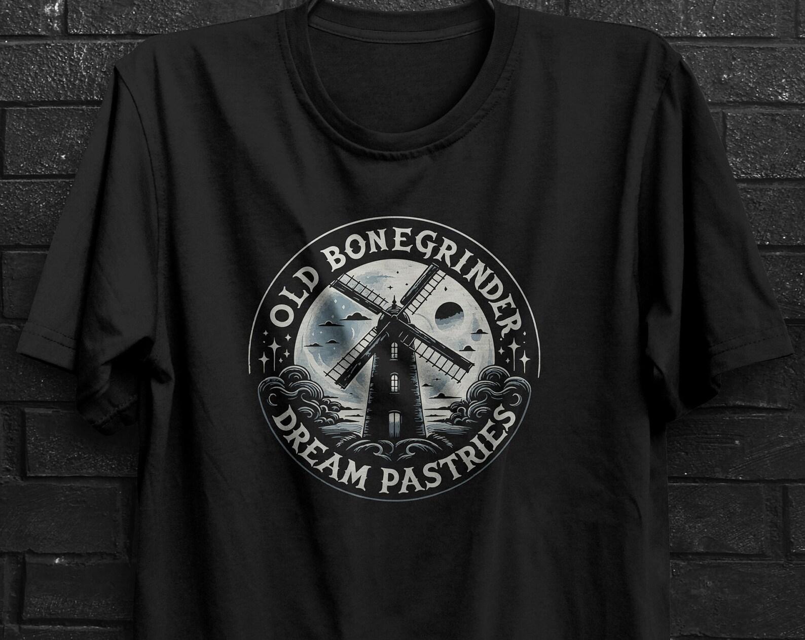 Old Bonegrinder Dream Pastries T-Shirt - D&D Curse of Strahd Inspired Tee, Dark Fantasy RPG Shirt, Creepy Tabletop Gaming Apparel for Horror XL