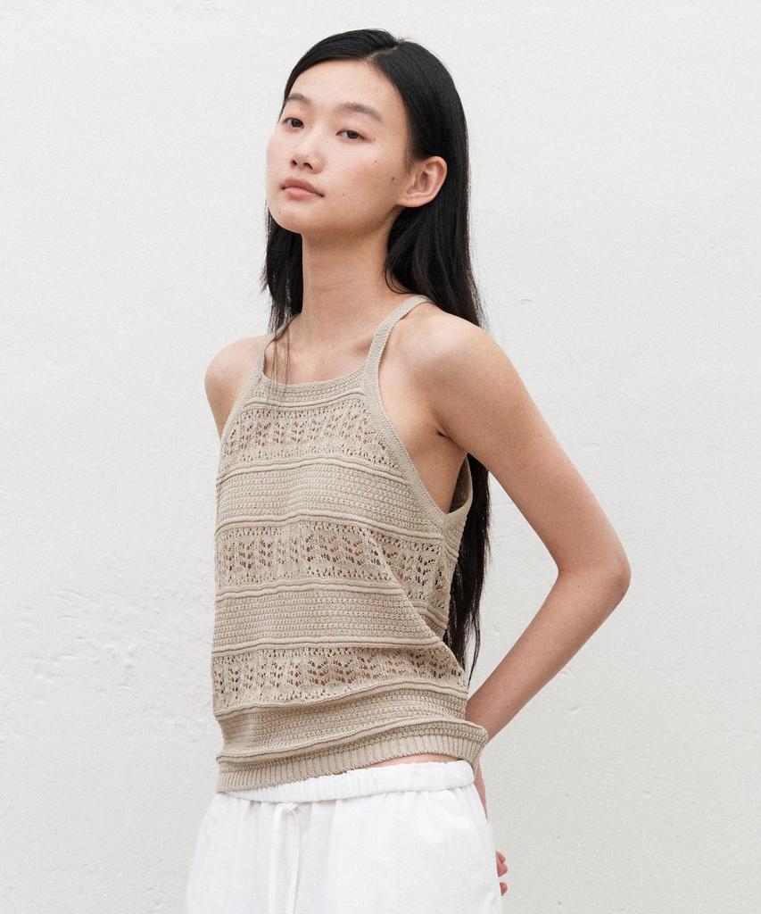 Manggomaenipeullijeu Pia Crochet Knit Sleeveless_Beige