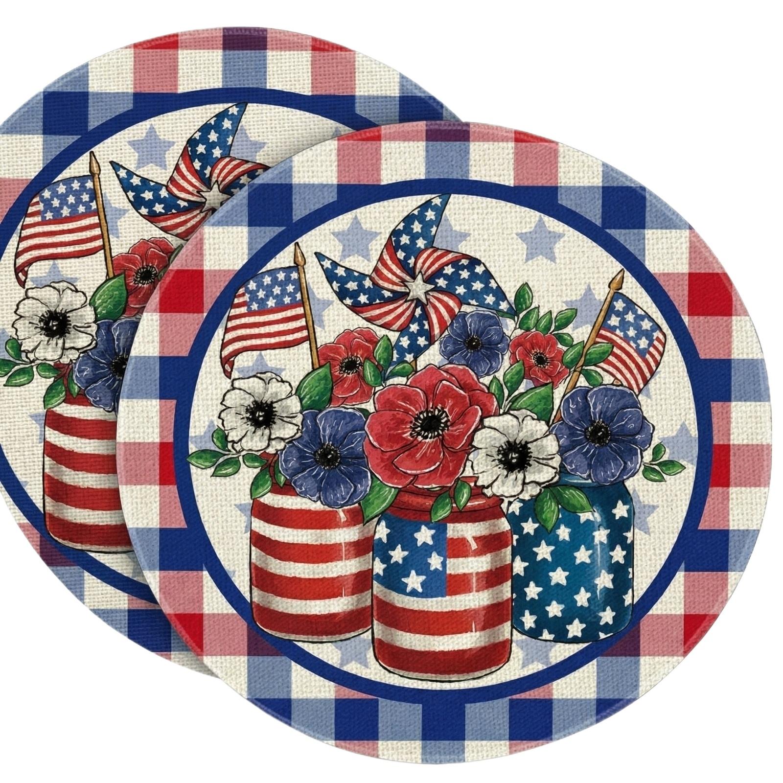 

Red, Blue Circular Placemats One Size