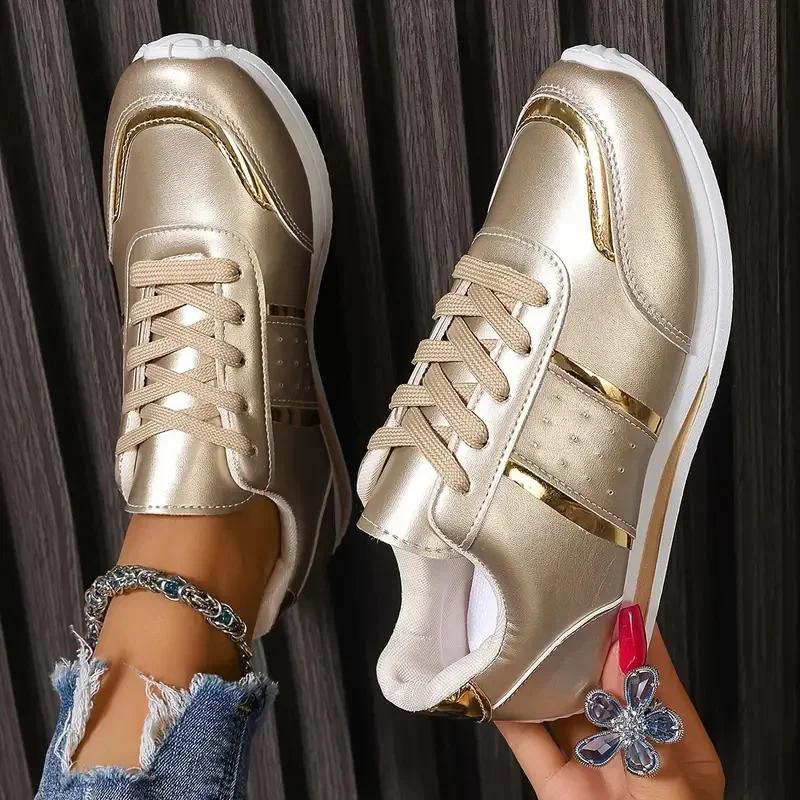 Women Casual Sneakers Spring Waterproof Casual Flat Shoes for Women Lightweight Luxury Lace Up Sneakers Women Zapatos De Mujer
