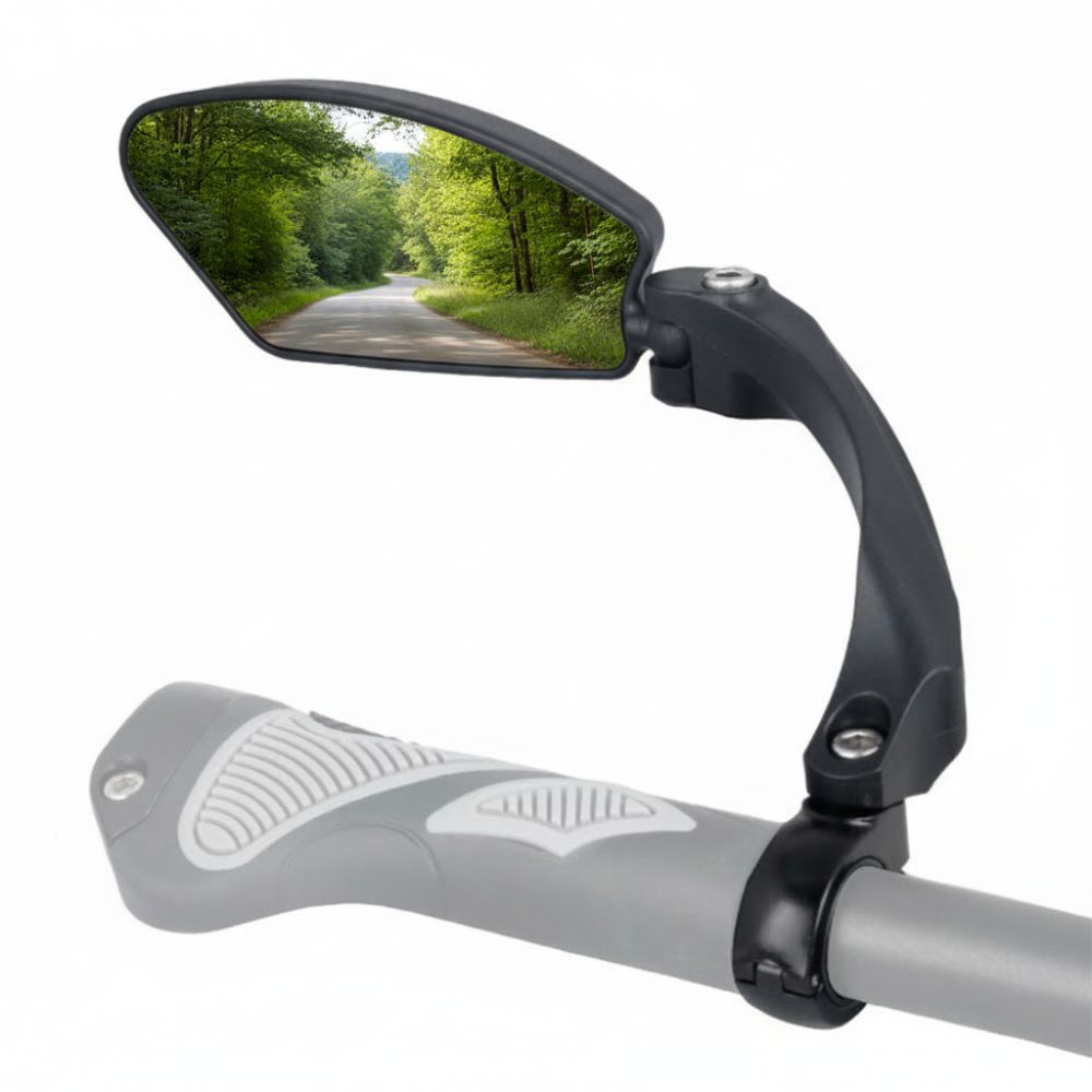 Stainless Steel Lens Handlebar Rear View Mirror Left Side Bike Folding Rearview Riding Gear