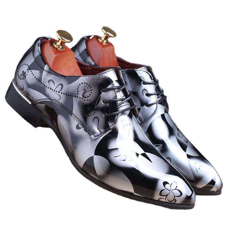 Office Men Dress Shoes Floral Pattern Men Formal Shoes Leather Luxury Fashion Groom Wedding Shoes Men Oxford Shoes Dress 37-50