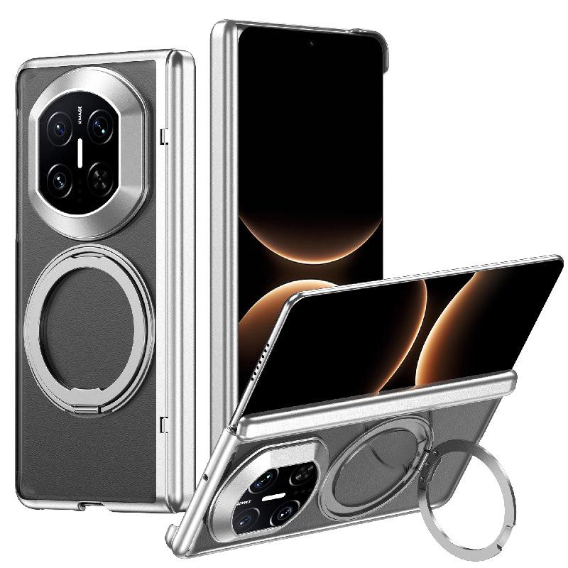 Stylish Transparent Electroplated 360° Rotating Stand Drop-Proof Hard PC Case for Huawei Mate X7 Foldable Screen.