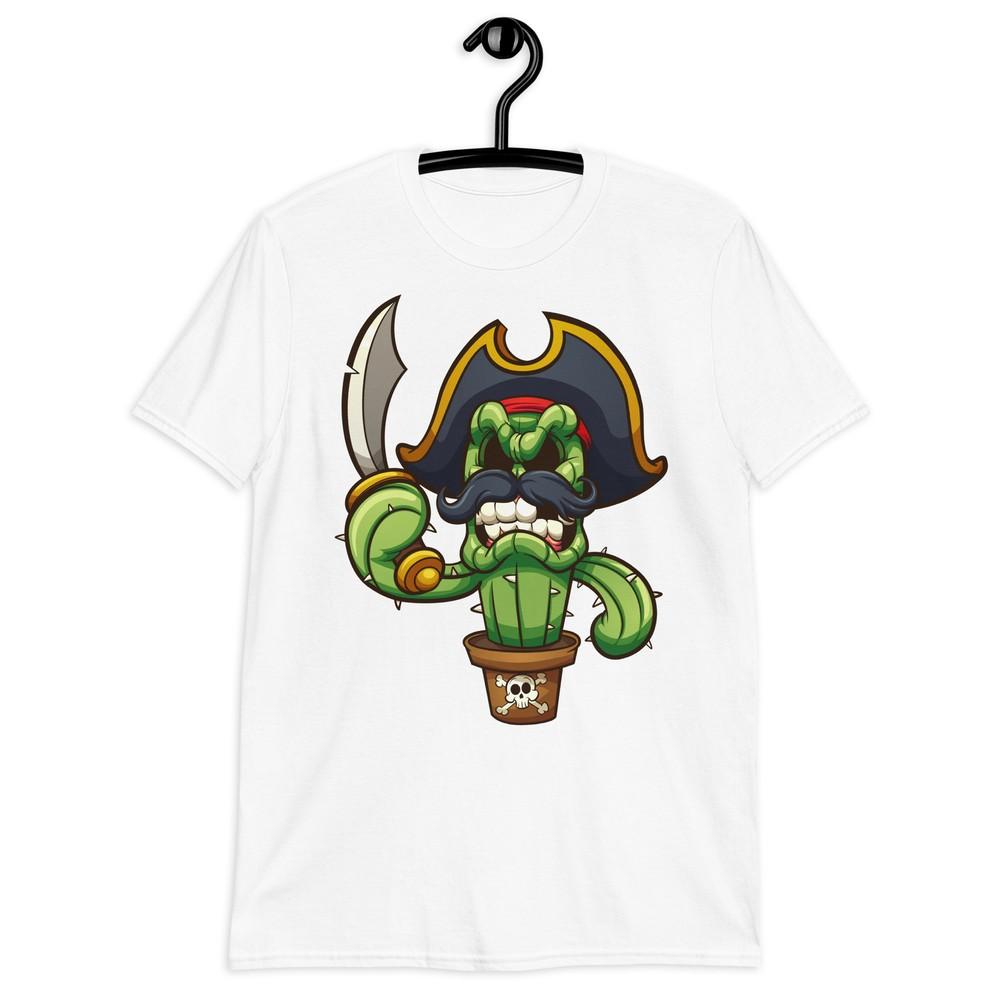 

Cartoon Pirate Cactus Short-Sleeve Unisex T-Shirt Plant with Sword Graphic Tee L