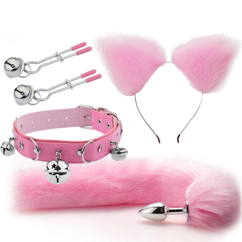 Erotic Ear Hairpin Breast Clips Vestibule Anal Plugs Male Female Apparatus Sex Toys Sm Bell Series Set Foxtail Anal Plugs