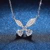 Sparkling Real Carat D Color Moissanite Butterfly Pendant Necklaces for Women Silver Wedding Fine Jewelry Accessories