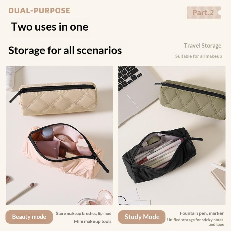 Quilted Pencil Case With Multiple Trendy Colors And Durable Smooth Zipper Perfect For Students School Study Office Daily Use