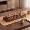 Wooden Tray with Glass Bowls | Tailored Compartment Design, Smooth Dark Brown
