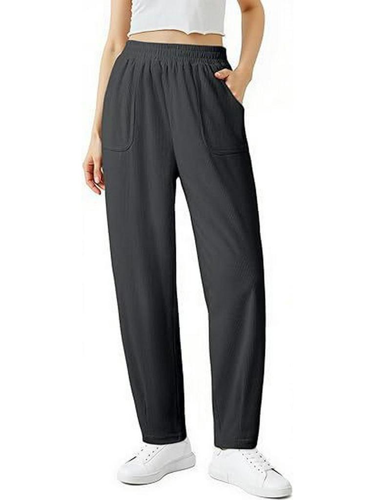 Women's Corduroy Elastic Waist Wide-Leg Pants, Solid Color, Comfortable Casual Loose Fit for Autumn and Winter 2025.