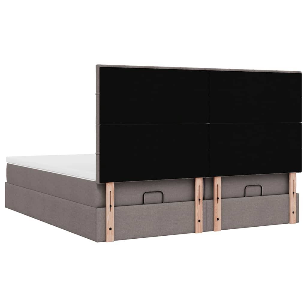 Enjoy Restful Nights with This Ottoman Bed Set Including Mattresses and LED Lighting In Taupe 200x200 Cm Fabric
