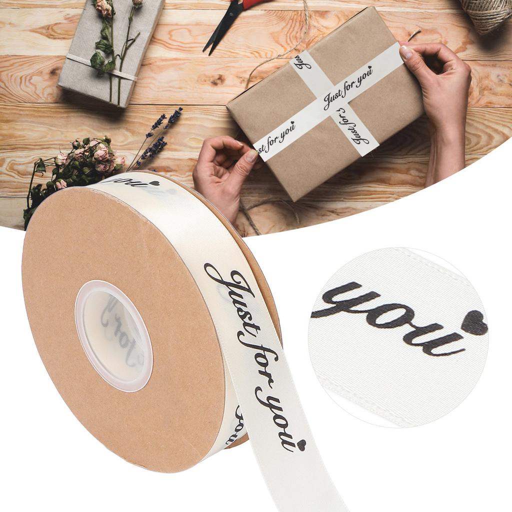 2,5 cm Satinbandrolle 45 yd Druck Nur für Dich Polyester für DIY Hochzeitsdekoration Geburtstagstorte Verpackung Beige
