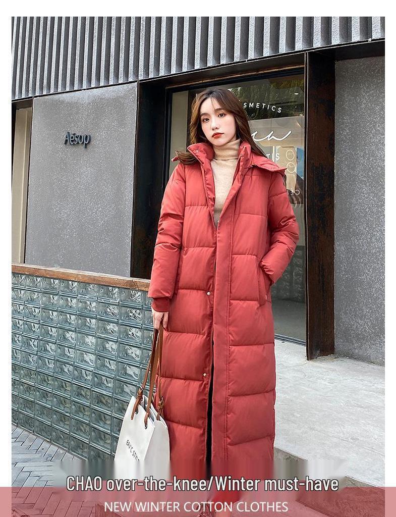 Women's Long Loose Korean Style Down Cotton Coat - Winter 2025 Collection