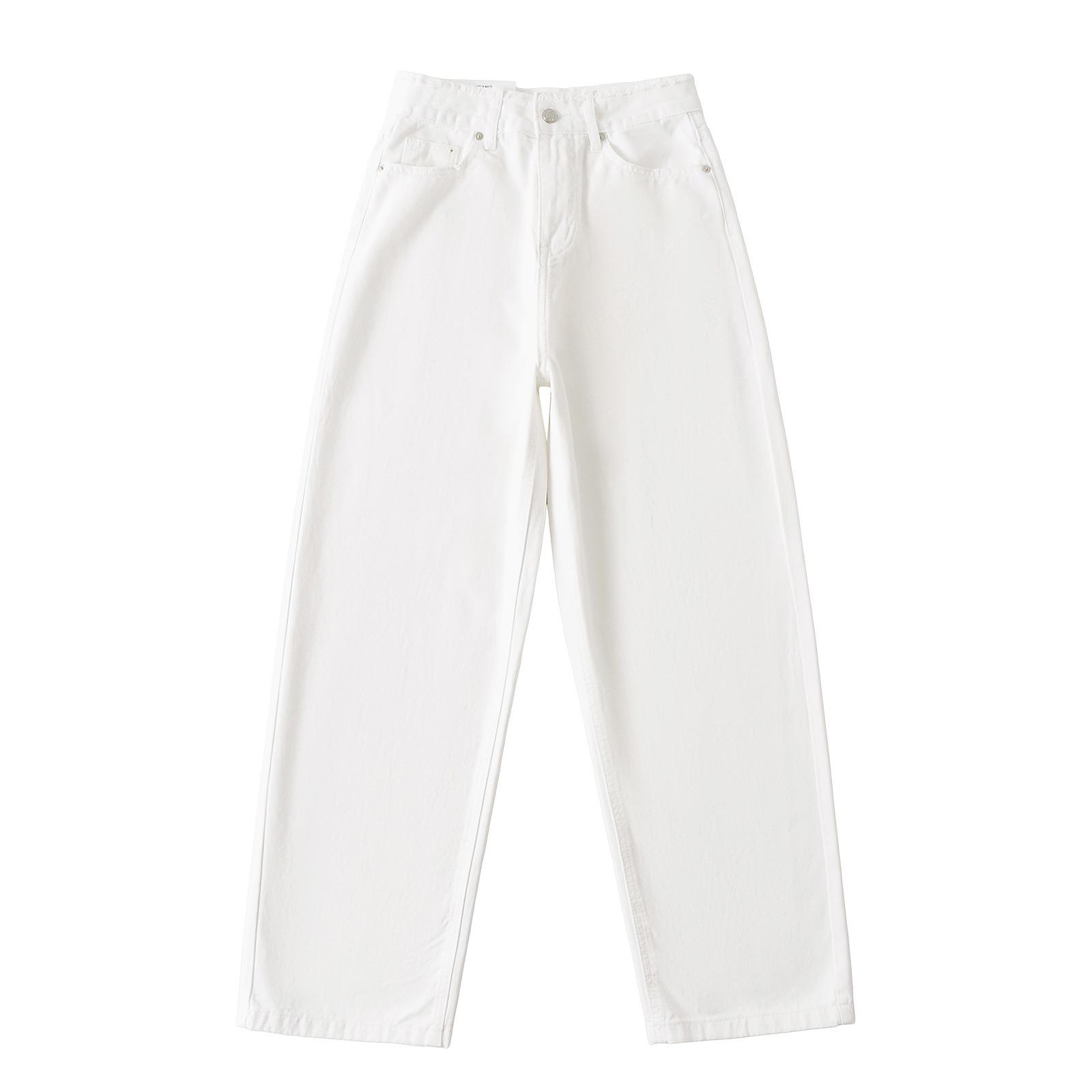 

Стильные джинсы Rogue на весну 2025 года свободного прямого кроя: Универсальный необработанный край, широкий крой для повседневной носки Medium белый